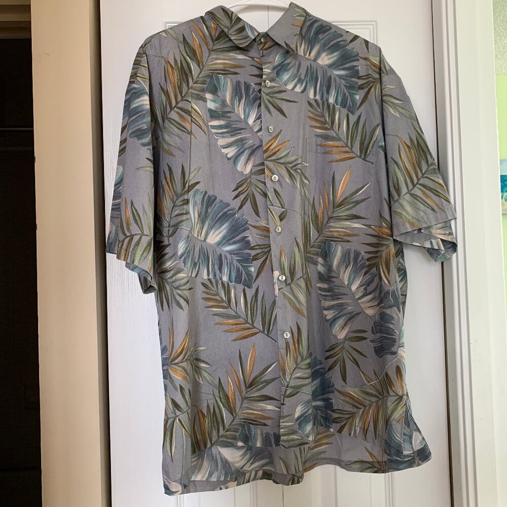 Tori Richard Size XL 100% Cotton Lawn Aloha Shirt Leaves Plants Made in Hawaii